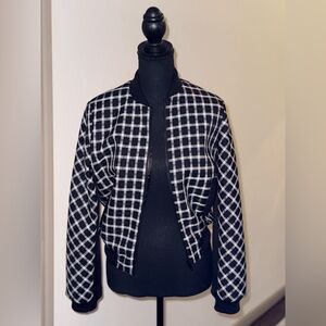 Maje Plaid Print Bomber Jacket